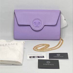 Versace La Medusa Tonal Leather Wallet Crossbody Bag